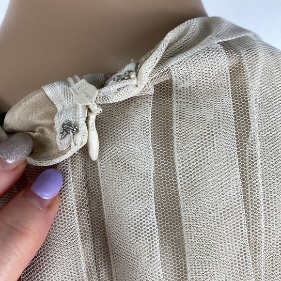 Adrianna Papell ivory color square neck mesh sheath dress size 8 - Picture 6 of 11